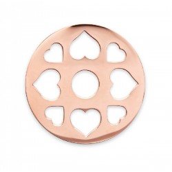 Moneda interior de acero color cobre para colgante con corazones - 25500110