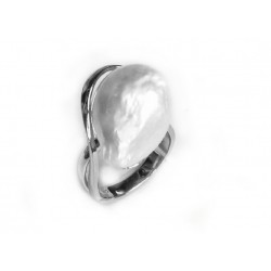 Anillo de plata rodiada con perla - 14013-R