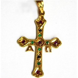 Cruz de la Victoria de oro de 18 kl con rubies y esmeraldas - -90457-OR