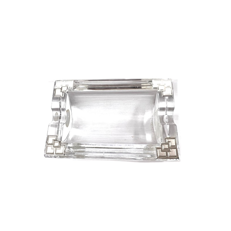 Cenicero cristal con apliques de plata
